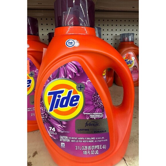 Tide  Plus Febreze Freshness Spring & Renewal Liquid Laundry Detergent. OLSHB - Picture 1 of 1